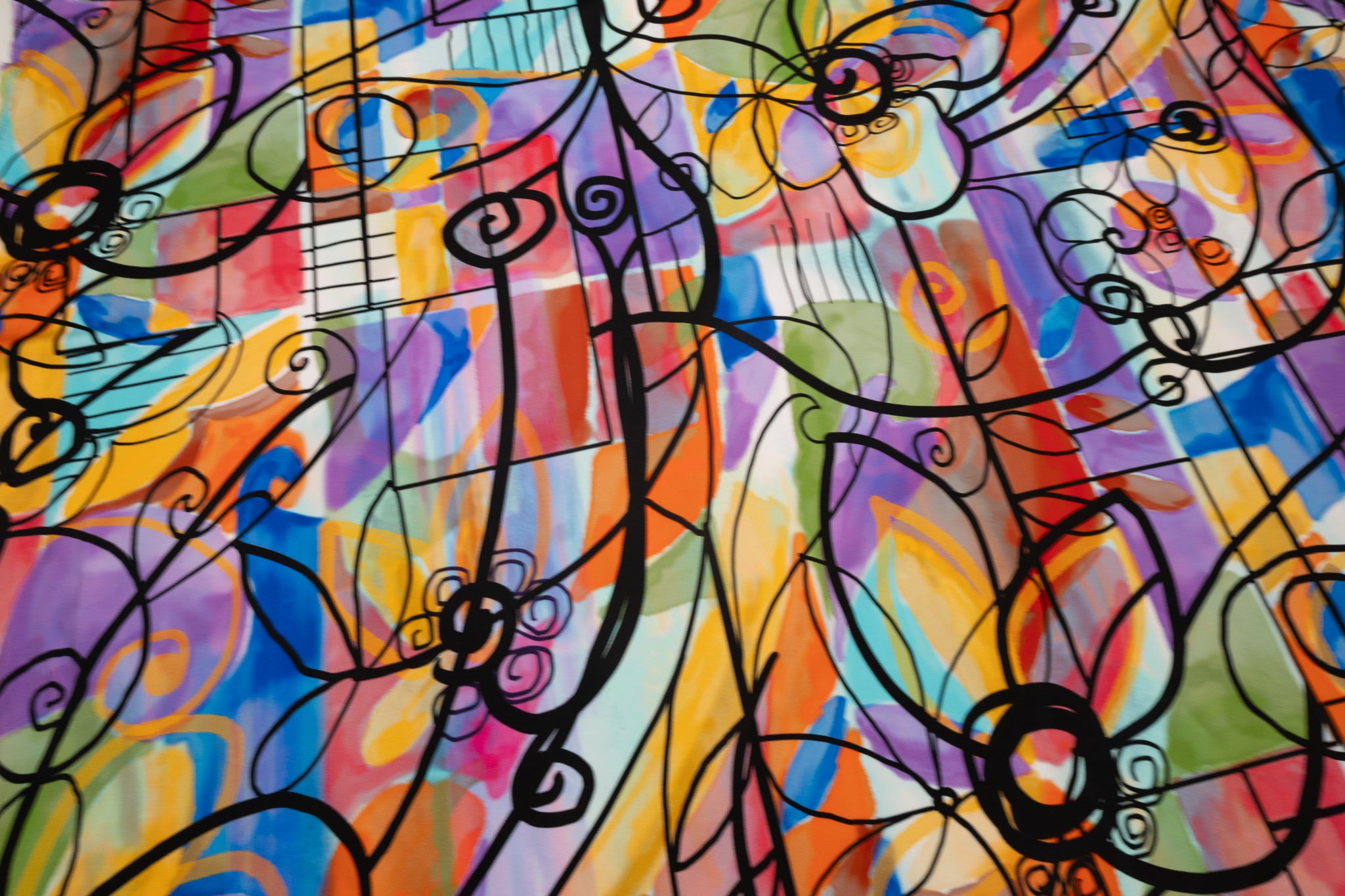 REMNANT - Interesting Doodles - Thick Viscose Jersey (2.40mts at £50 )