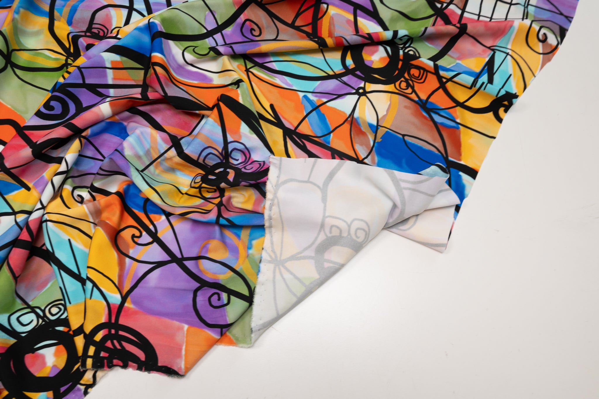 REMNANT - Interesting Doodles - Thick Viscose Jersey (2.40mts at £50 )