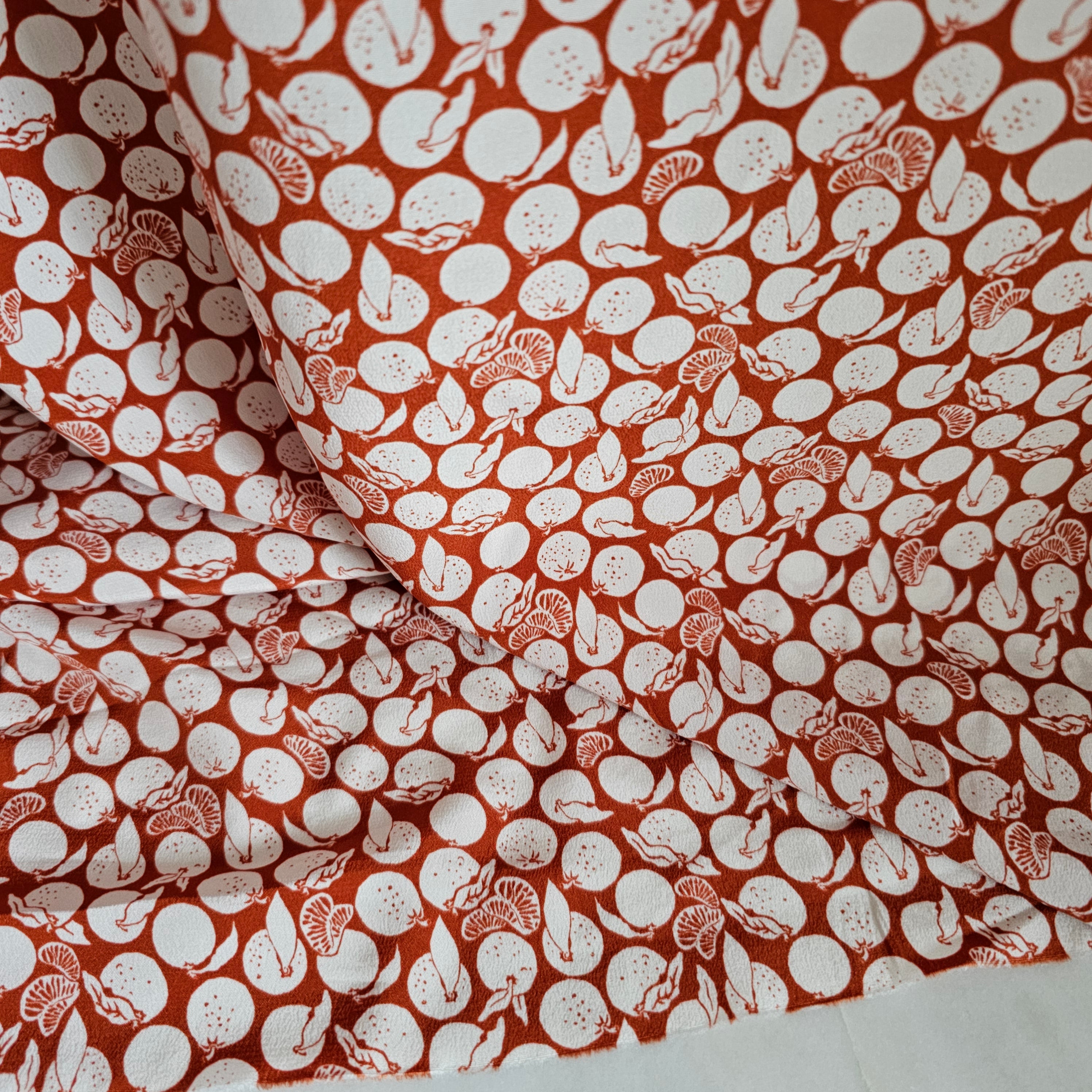 REMNANT - Mini Tangerines Are In (Rust) - Silk (87cm at £25)