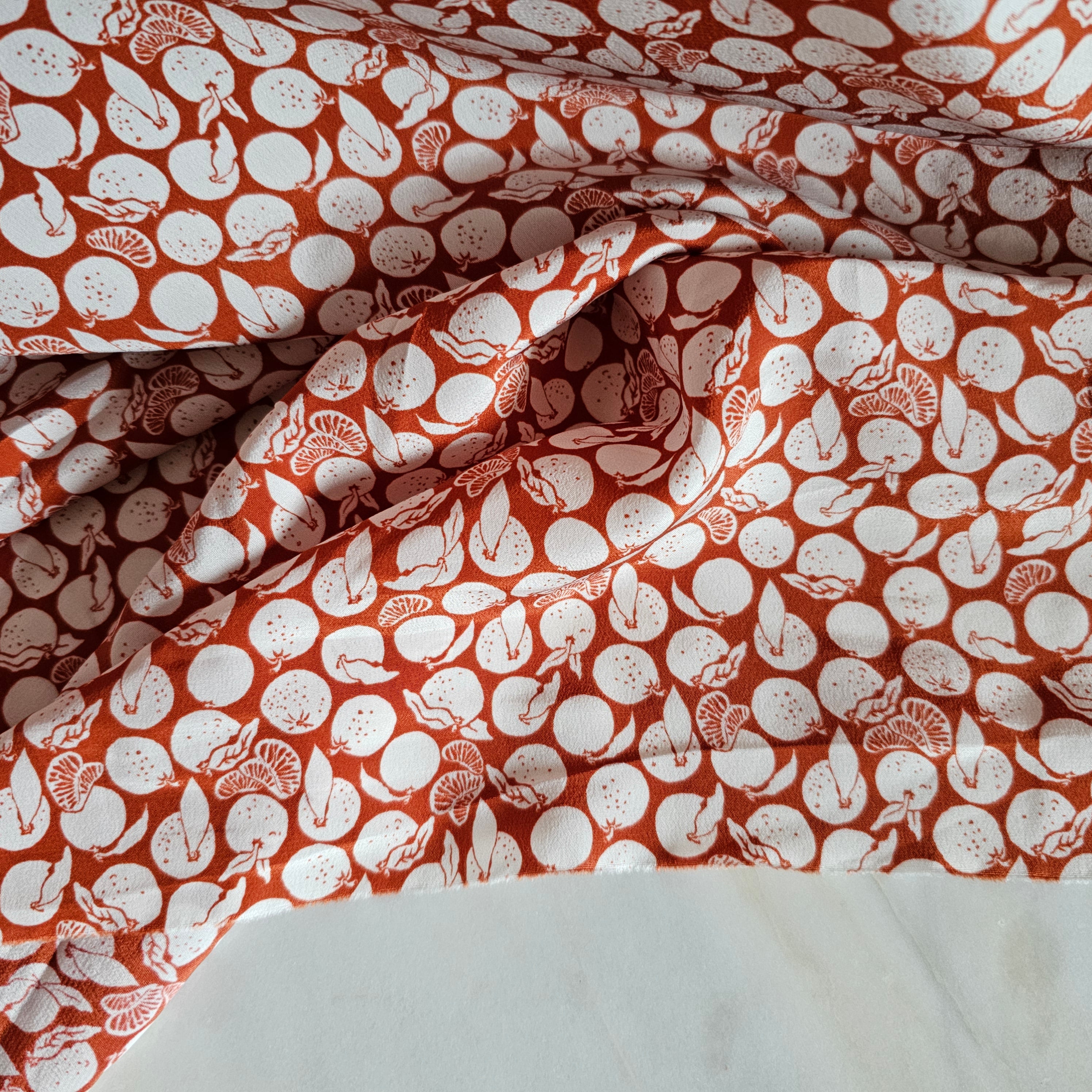REMNANT - Mini Tangerines Are In (Rust) - Silk (87cm at £25)