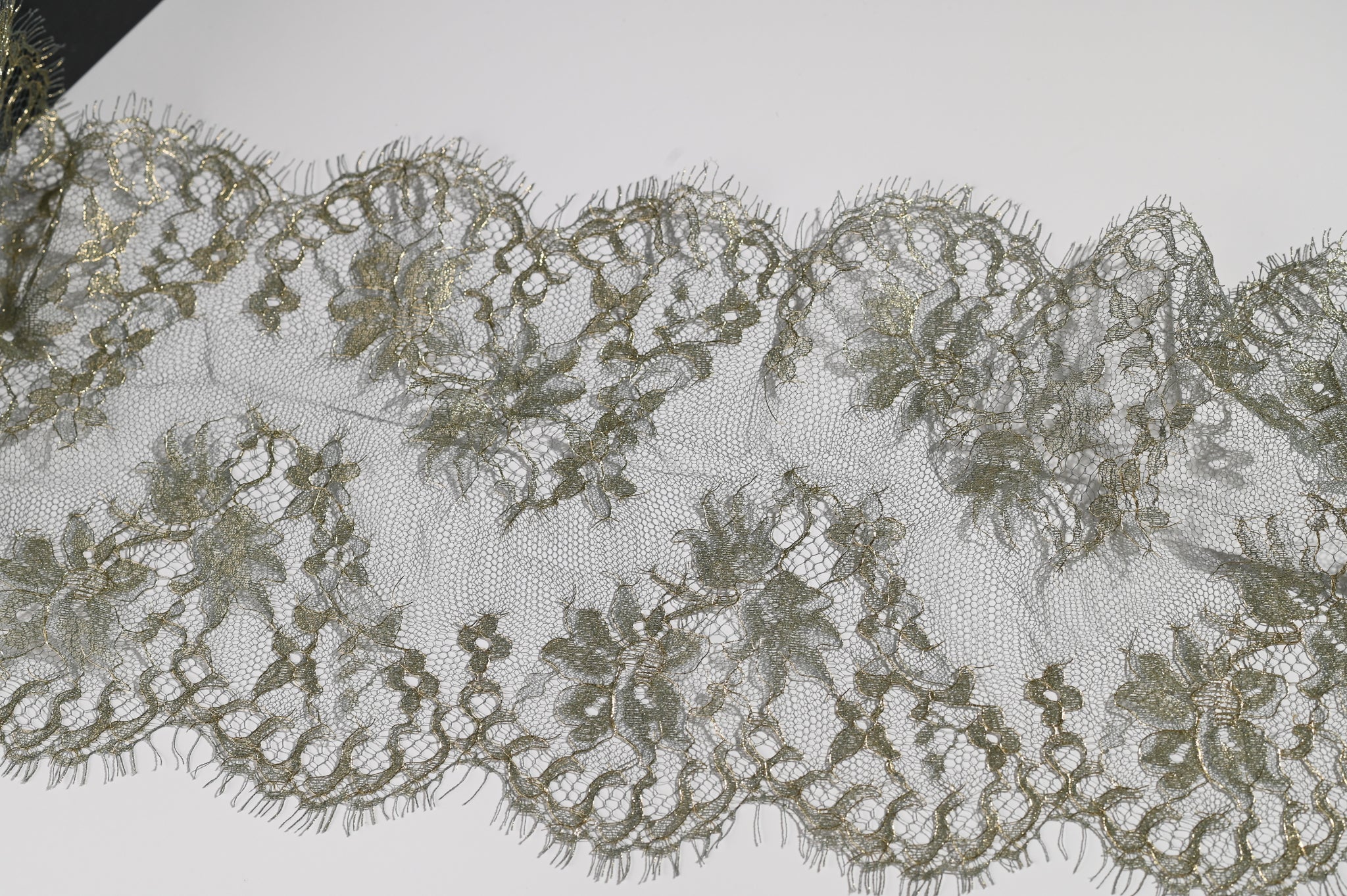 Wide Metallic Lace Trim (Green) - 200mm