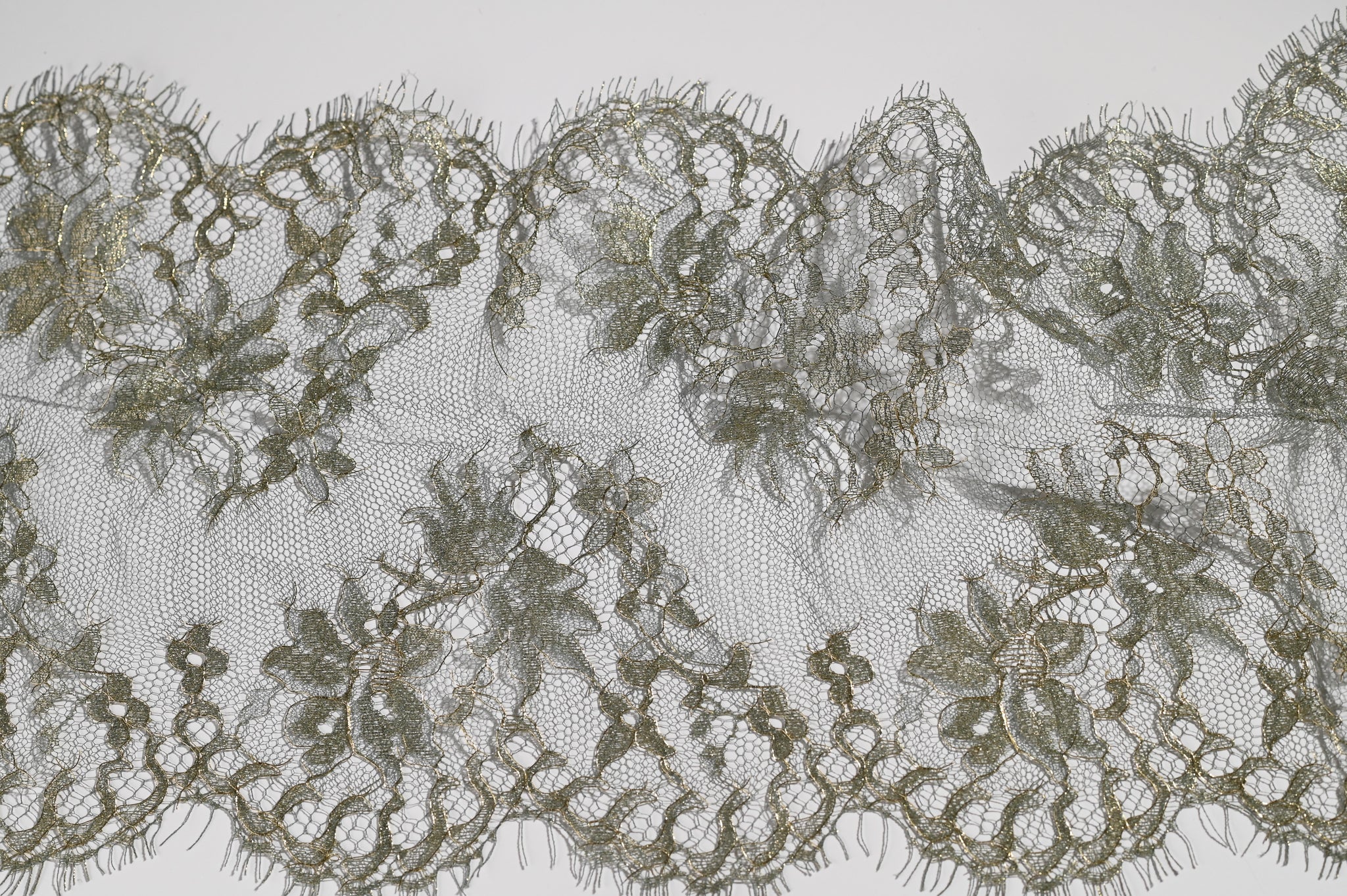 Wide Metallic Lace Trim (Green) - 200mm