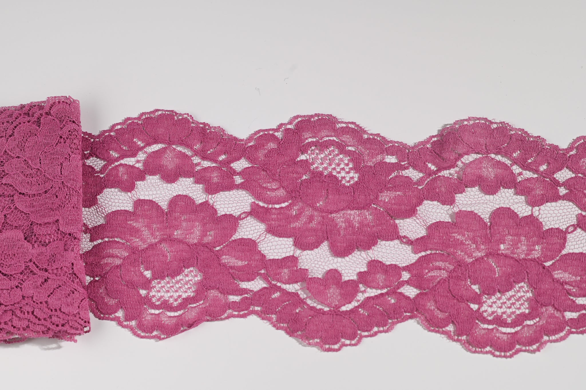 Floral Wave Lace Trim (Deep Pink) - 140mm