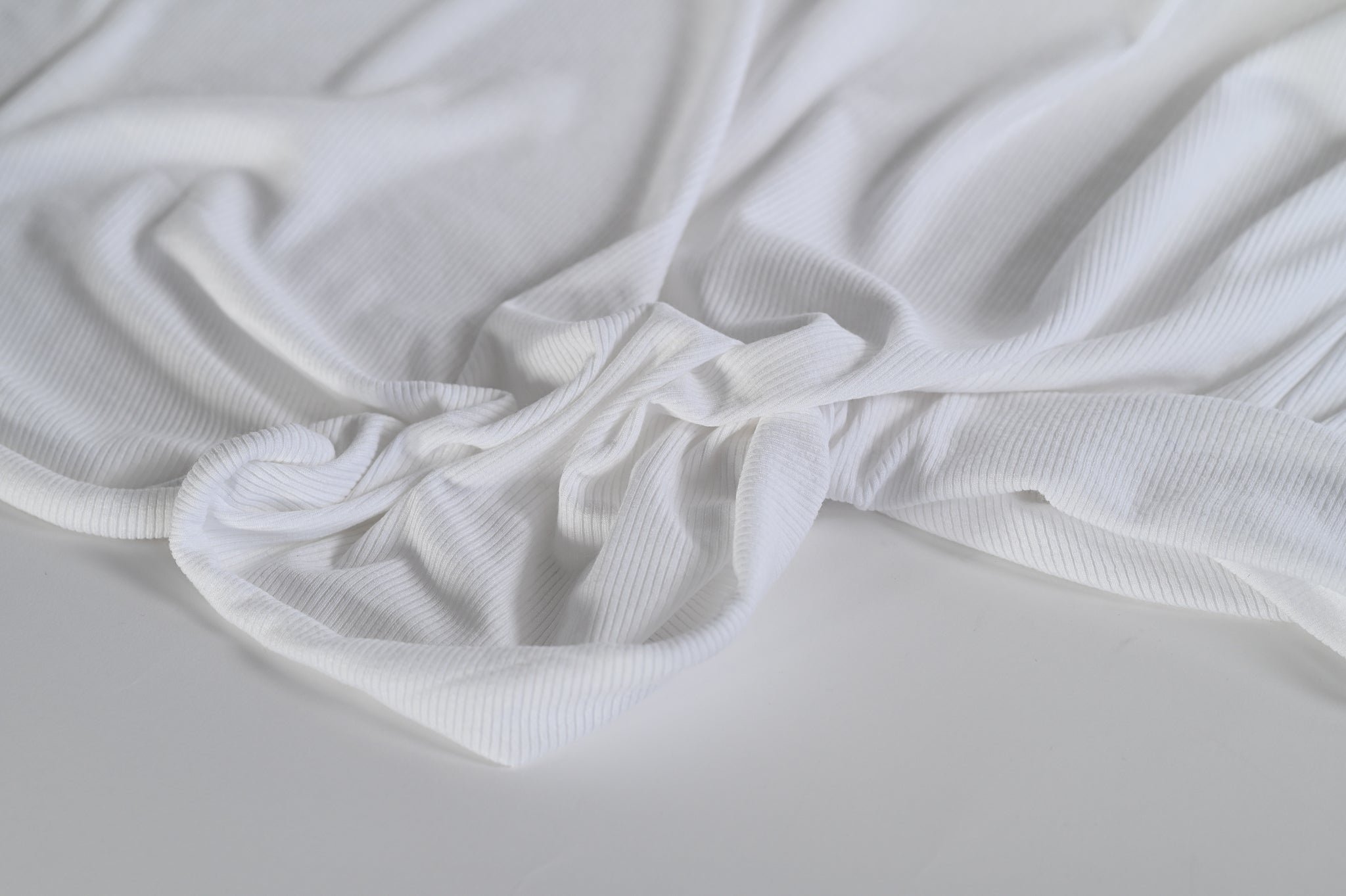 Ribbity Rib (White) - Viscose Jersey