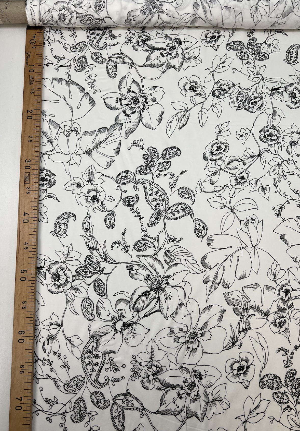 REMNANT - Life In Black And White - Viscose Satin (1.5mts at £24)