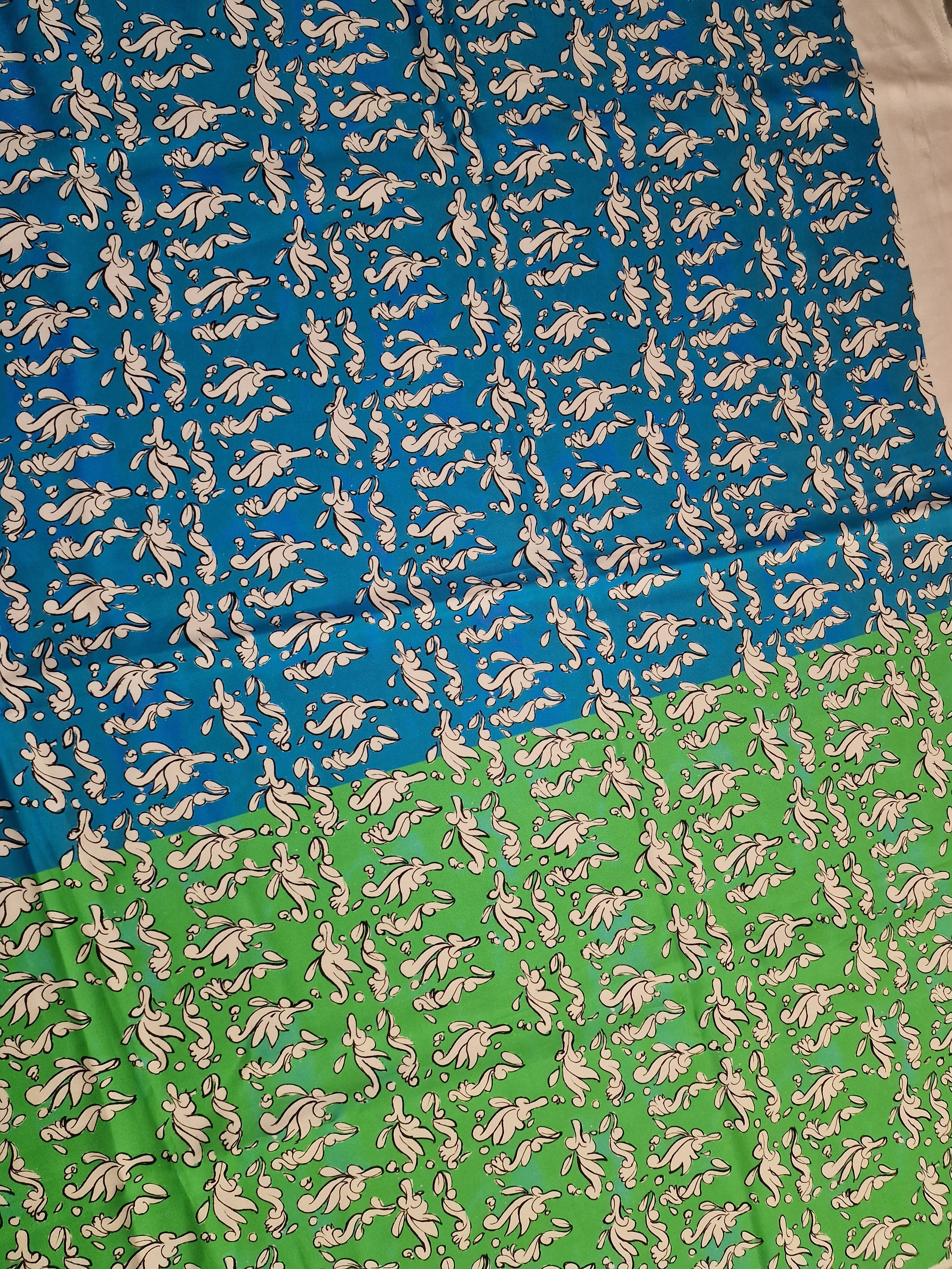 Green and Blue Friends - Silk Panel