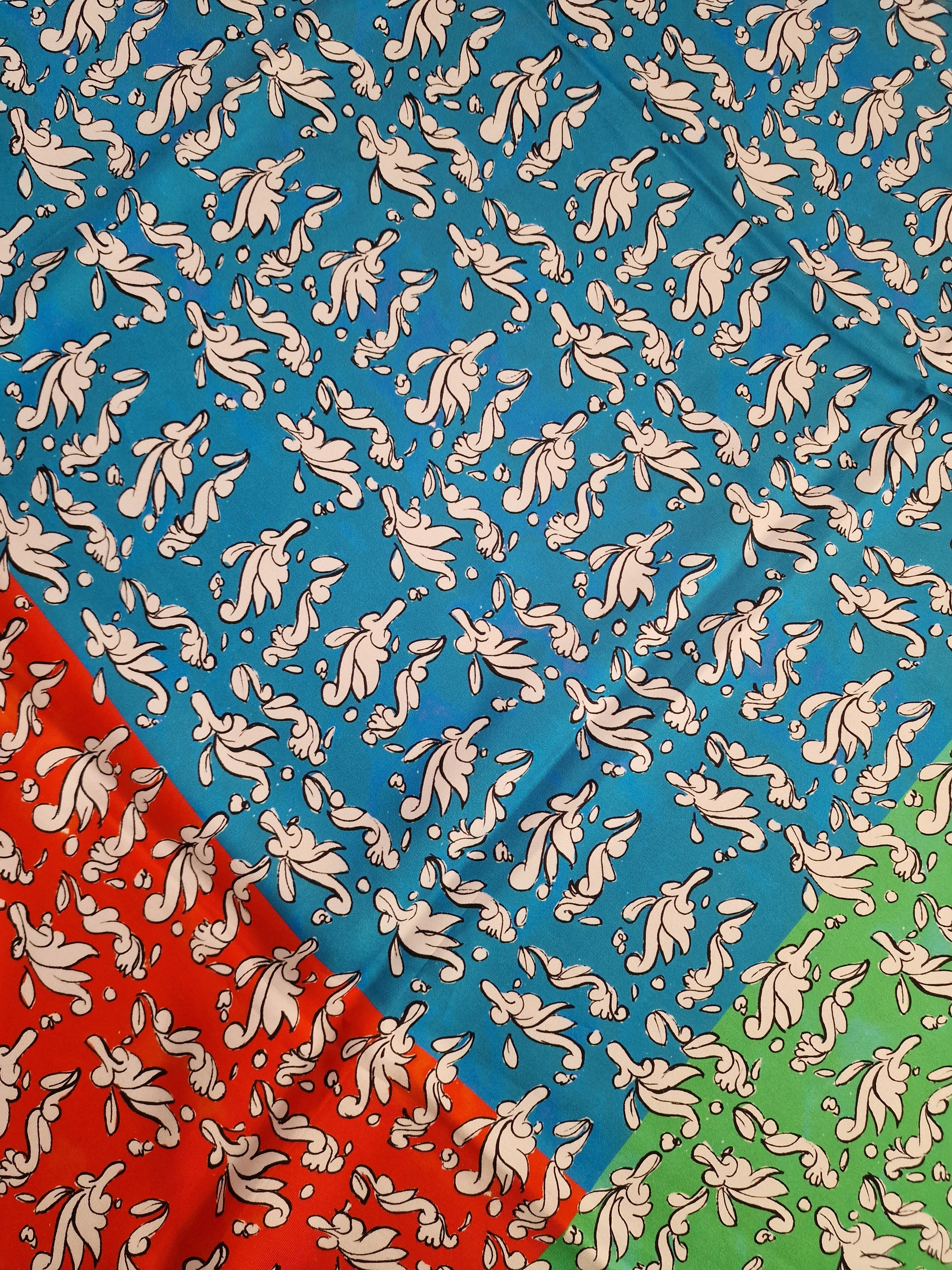 Green and Blue Friends - Silk Panel