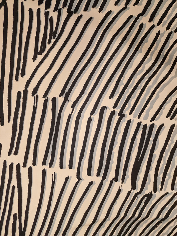REMNANT - Viv's Brushstrokes (Black Cream) - Cotton - 1.50mts