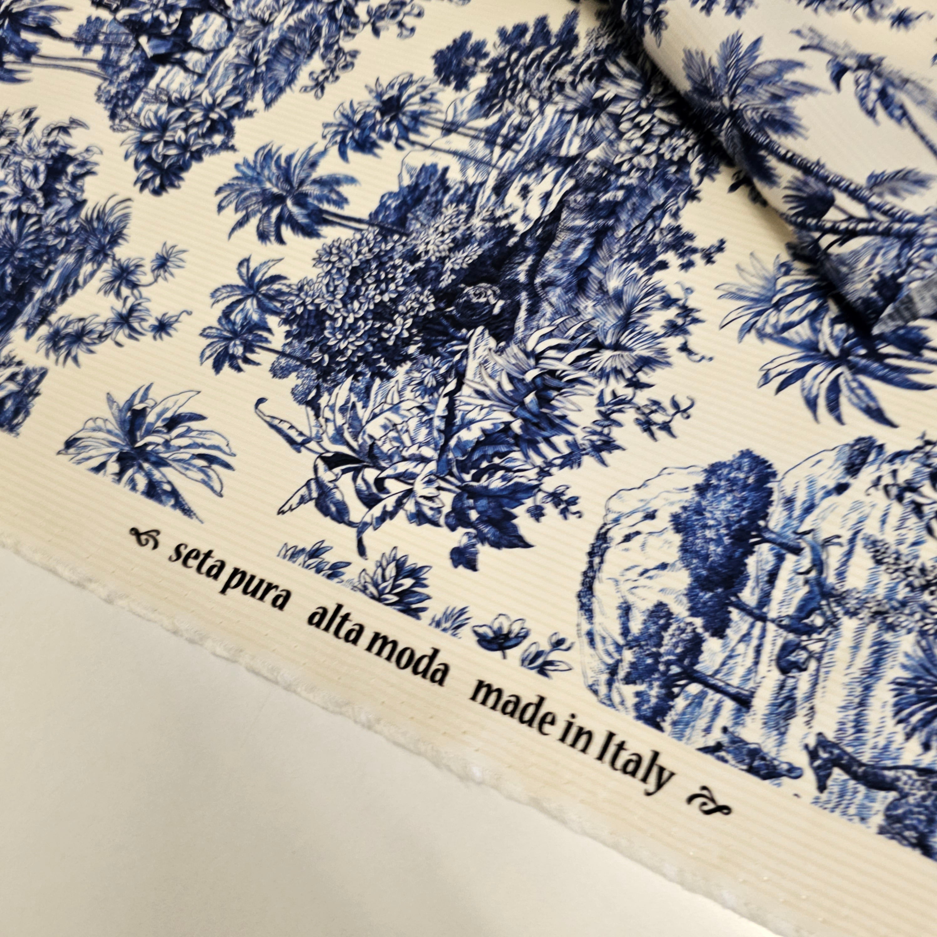 REMNANT -Taking A Promenade Through The Country (Blue)- Silk - (2mts at £75)