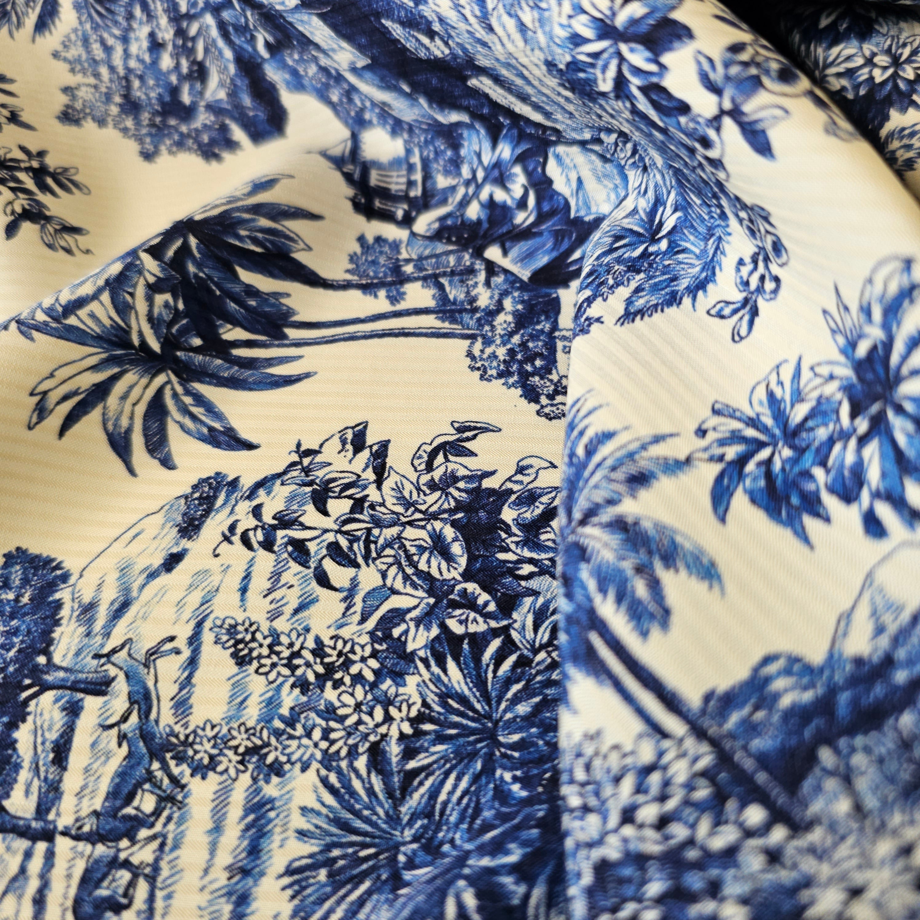 REMNANT -Taking A Promenade Through The Country (Blue)- Silk - (2mts at £75)