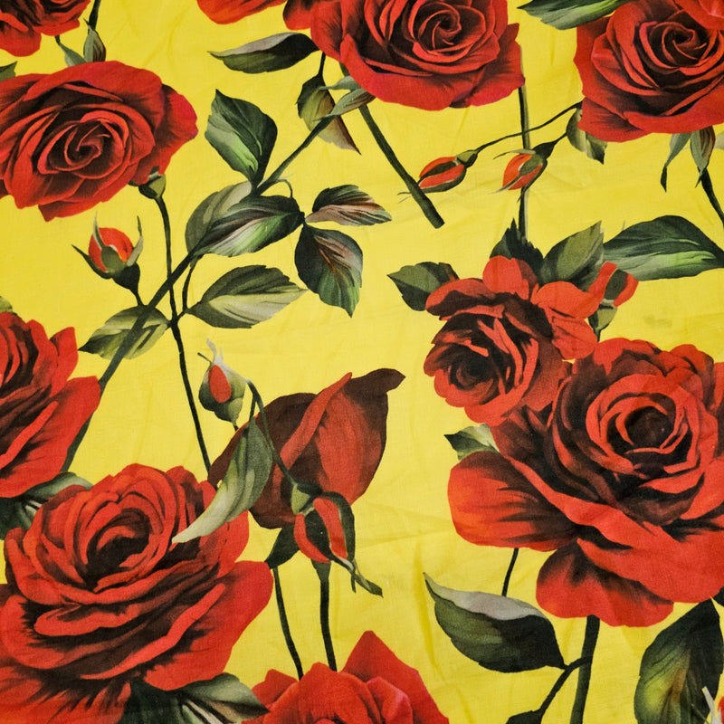 REMNANT- Roses For My Love ( Yellow) - Linen - 1mt