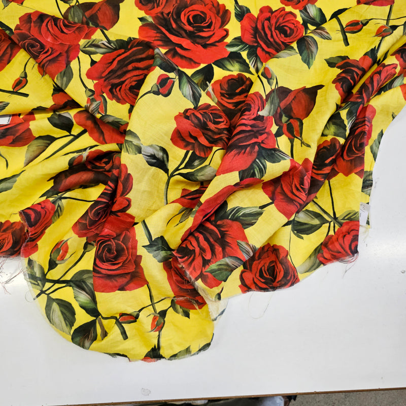 REMNANT- Roses For My Love ( Yellow) - Linen - 1mt