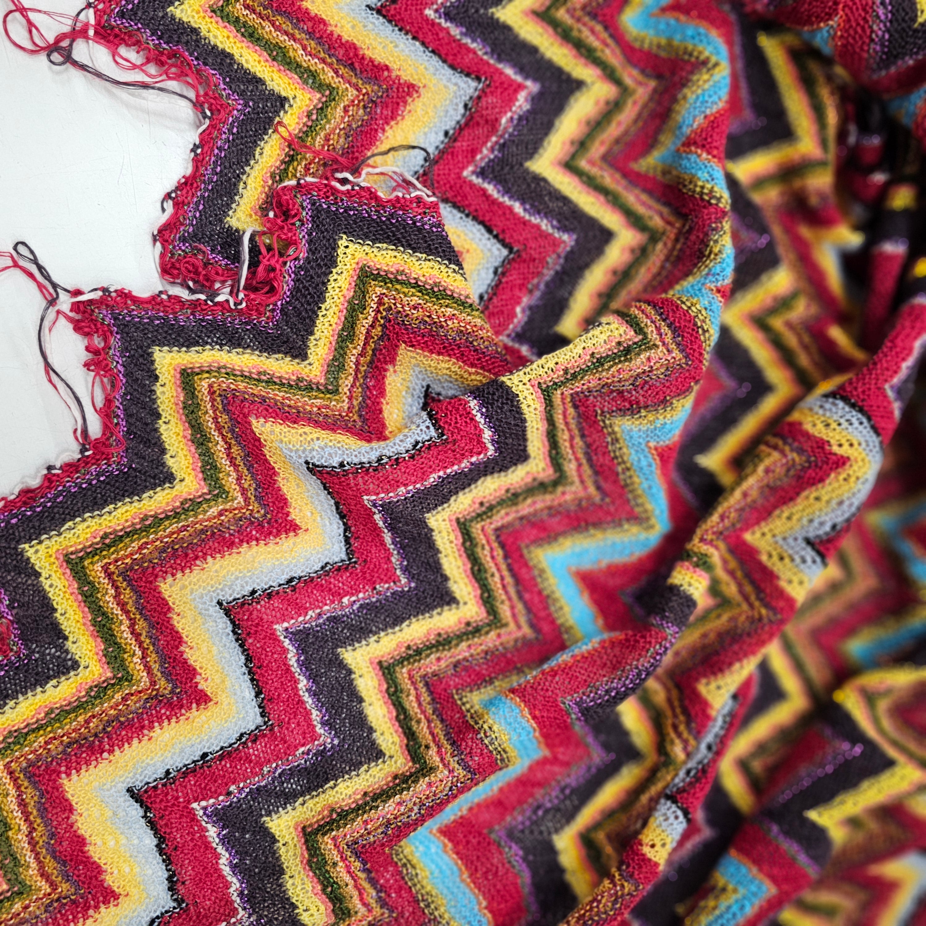 Honey I See Pyramids (Yellow, Red, Sky Blue) Large Chevron -  Viscose Mix