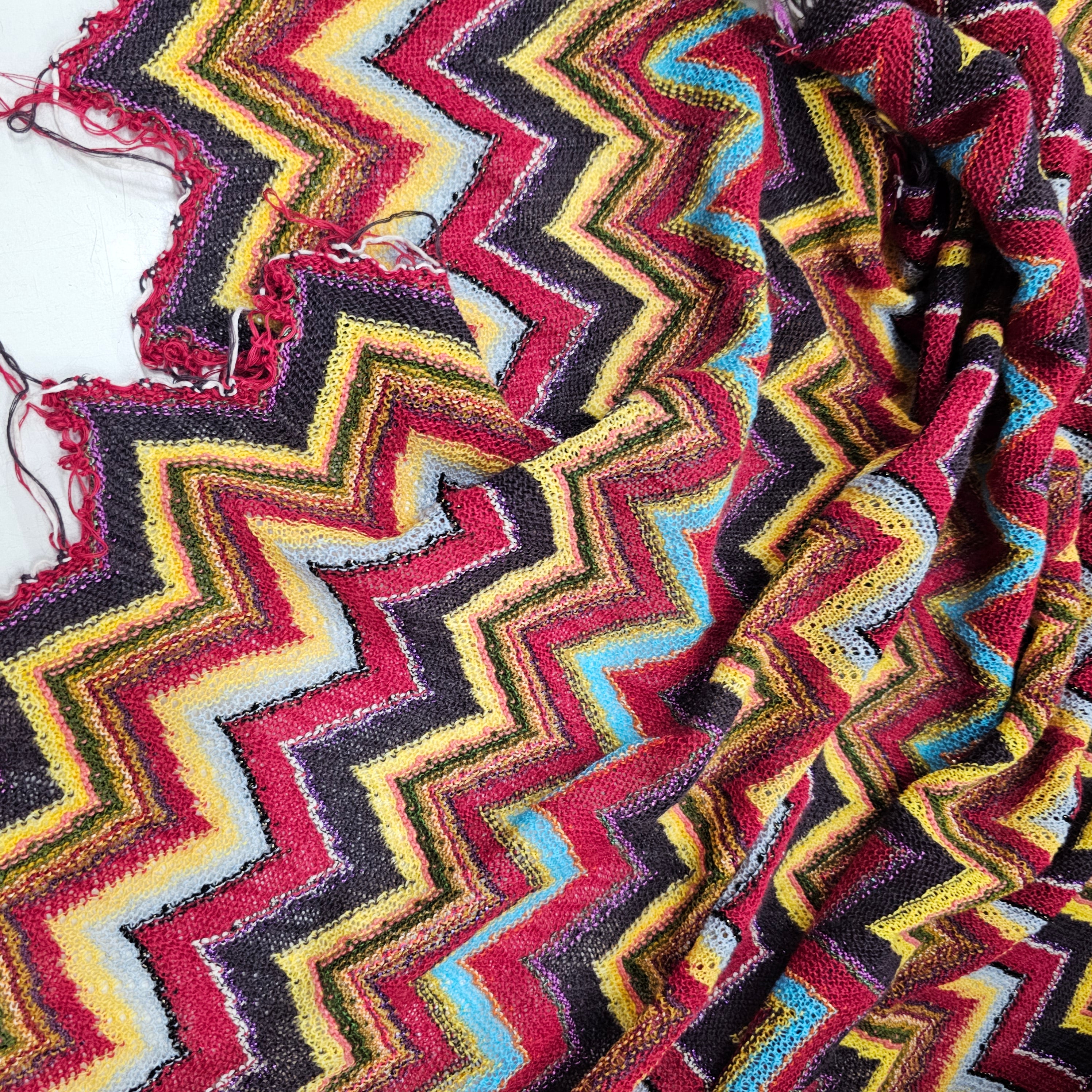 Honey I See Pyramids (Yellow, Red, Sky Blue) Large Chevron -  Viscose Mix