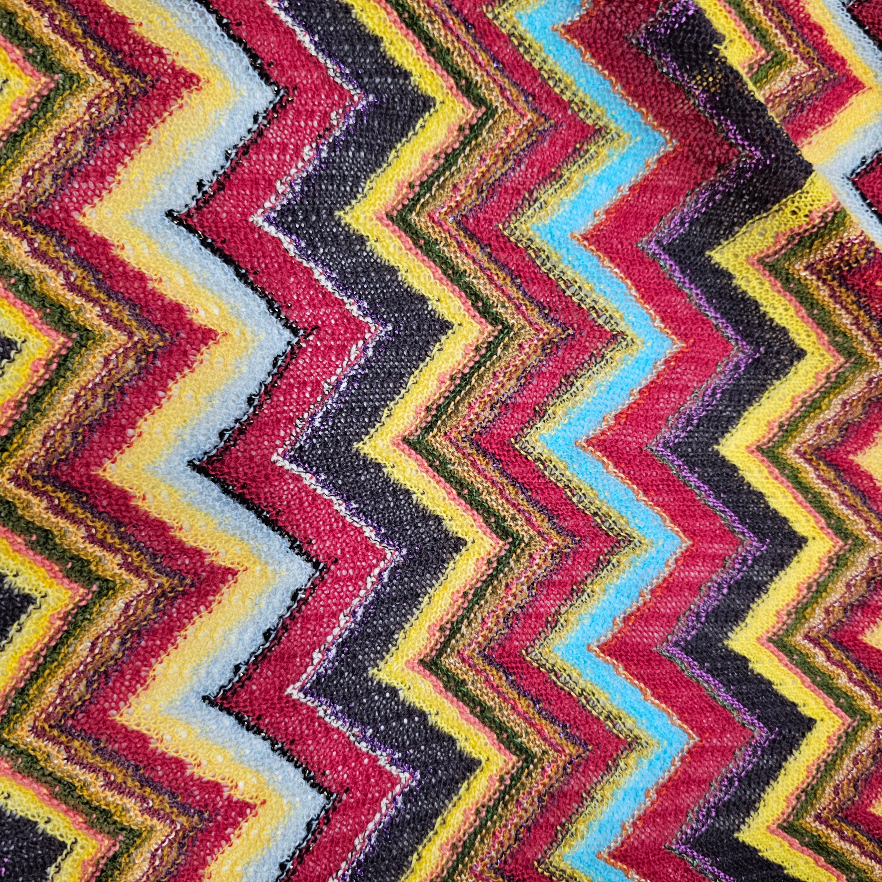 Honey I See Pyramids (Yellow, Red, Sky Blue) Large Chevron -  Viscose Mix