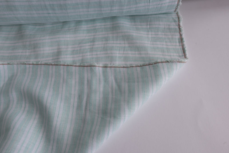 What A Stripy Load of Beauty ( Pale Aqua and White) - Linen