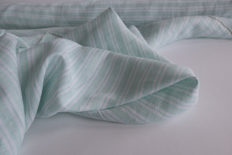 What A Stripy Load of Beauty ( Pale Aqua and White) - Linen
