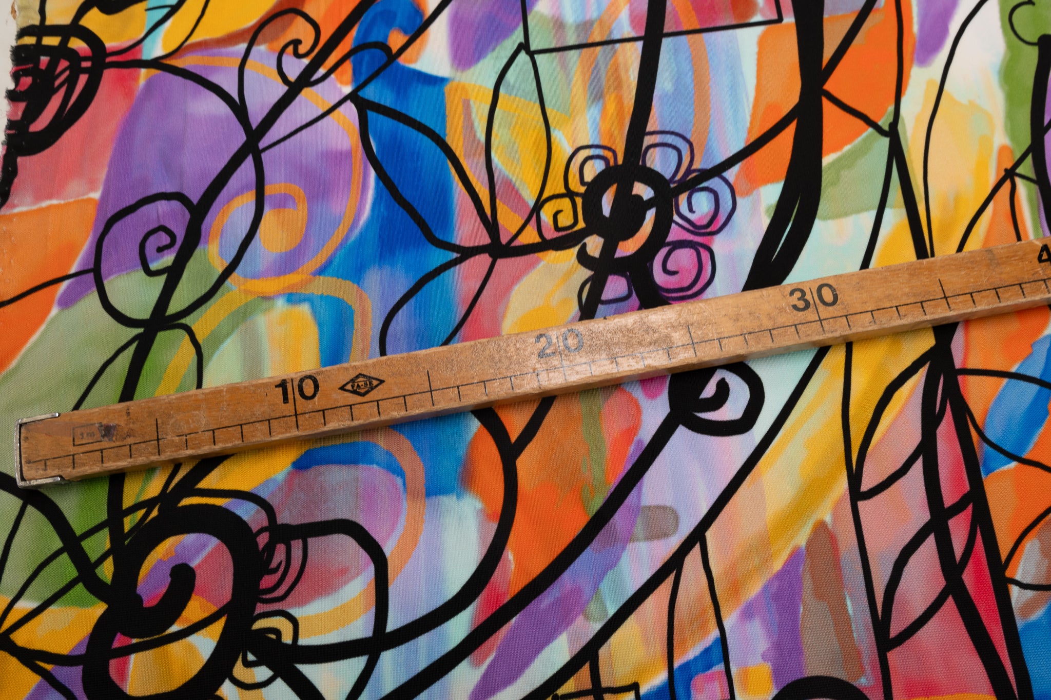REMNANT - Interesting Doodles  - Thick Viscose Jersey (2.40mts at £50 )