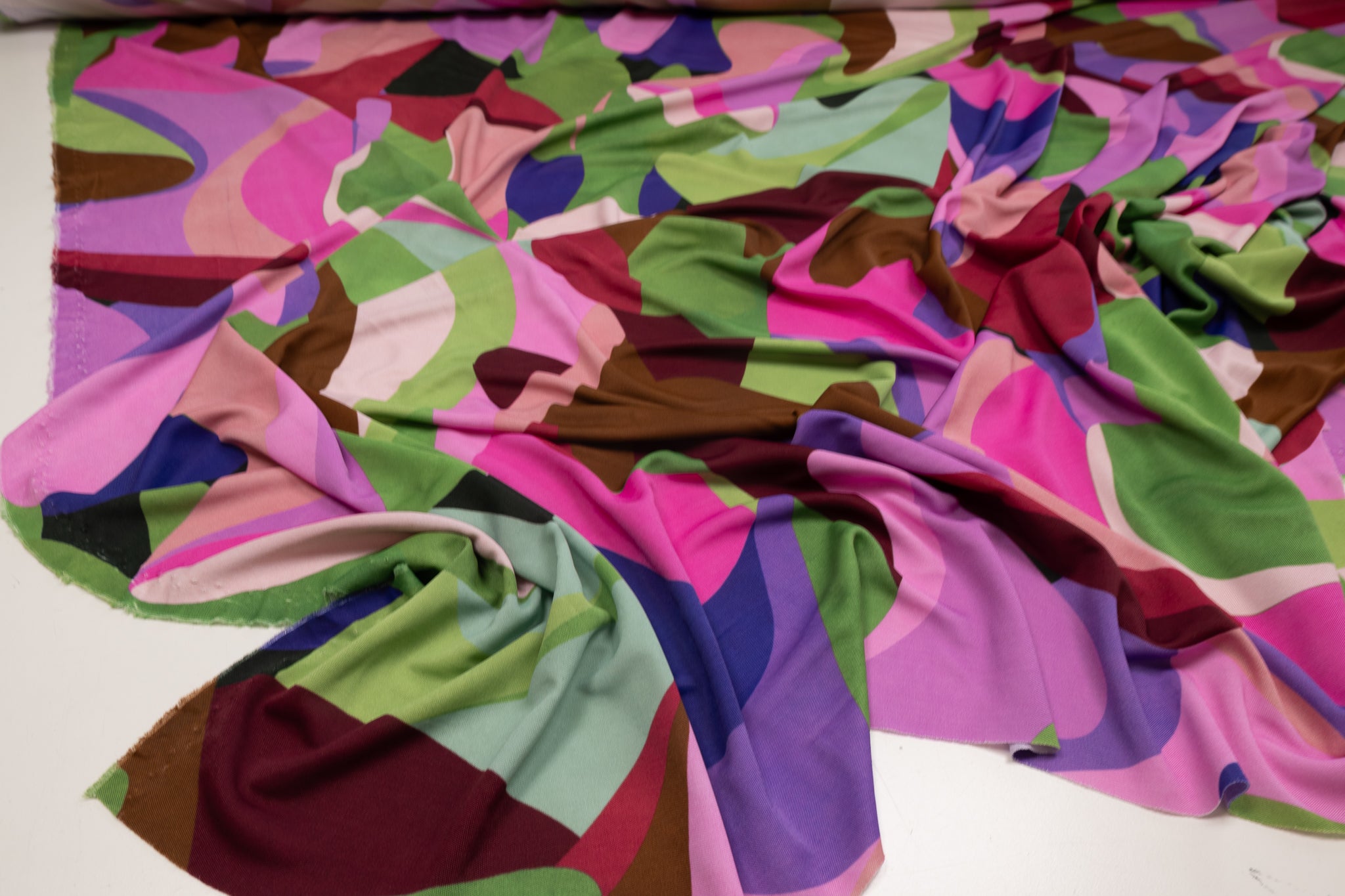 Swirly Connections Green/Pink  - Viscose Jersey