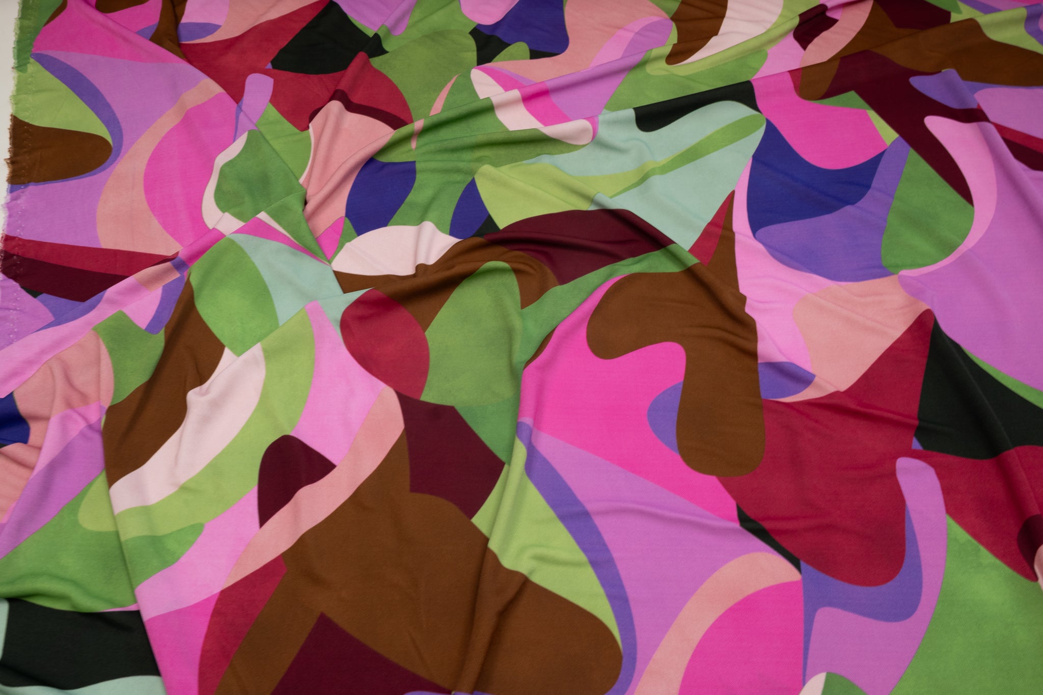 Swirly Connections Green/Pink  - Viscose Jersey