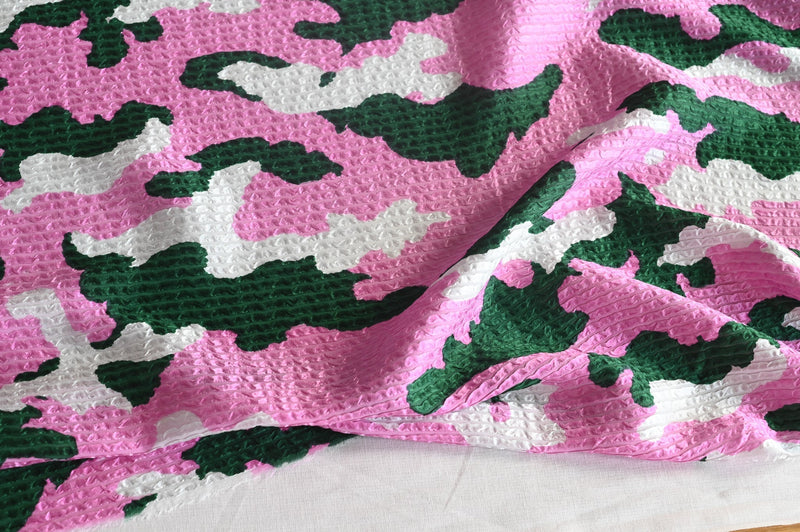 REMNANT - Green Clouds in A Pink Sky - Silk Jacquard - 90cm