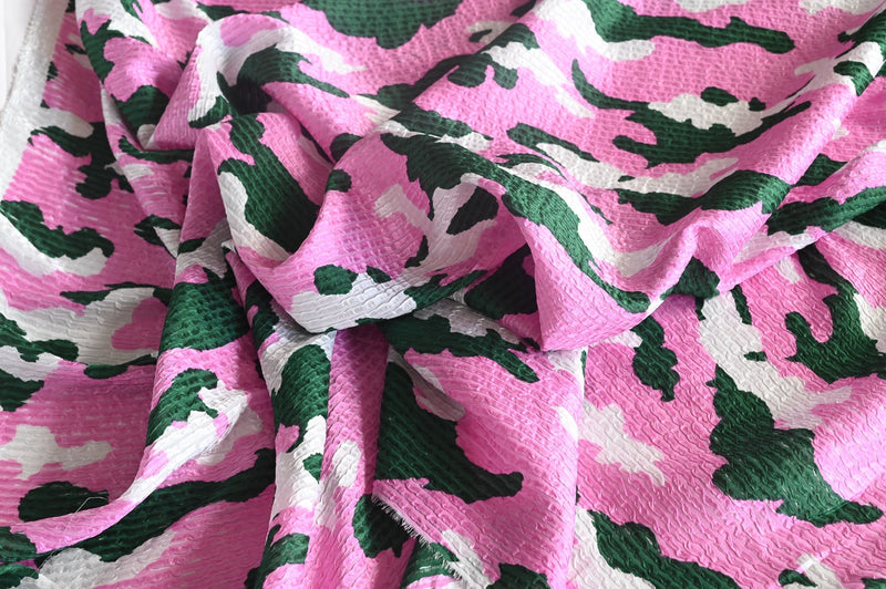 REMNANT - Green Clouds in A Pink Sky - Silk Jacquard - 90cm