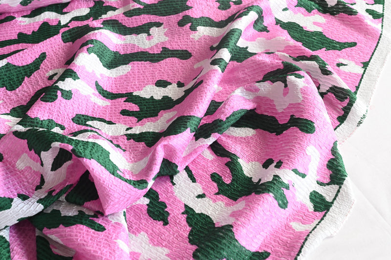 REMNANT - Green Clouds in A Pink Sky - Silk Jacquard - 1 metre
