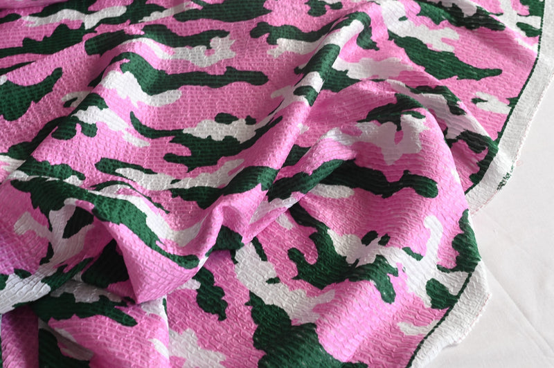REMNANT - Green Clouds in A Pink Sky - Silk Jacquard - 90cm