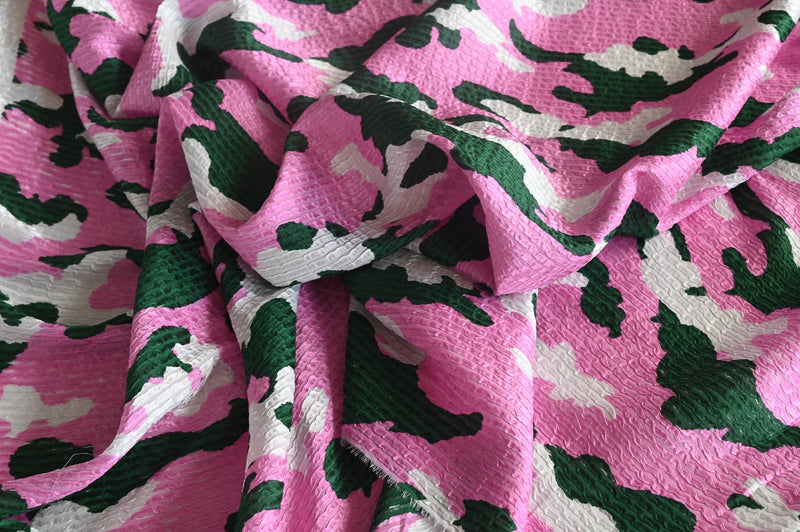 REMNANT - Green Clouds in A Pink Sky - Silk Jacquard - 90cm