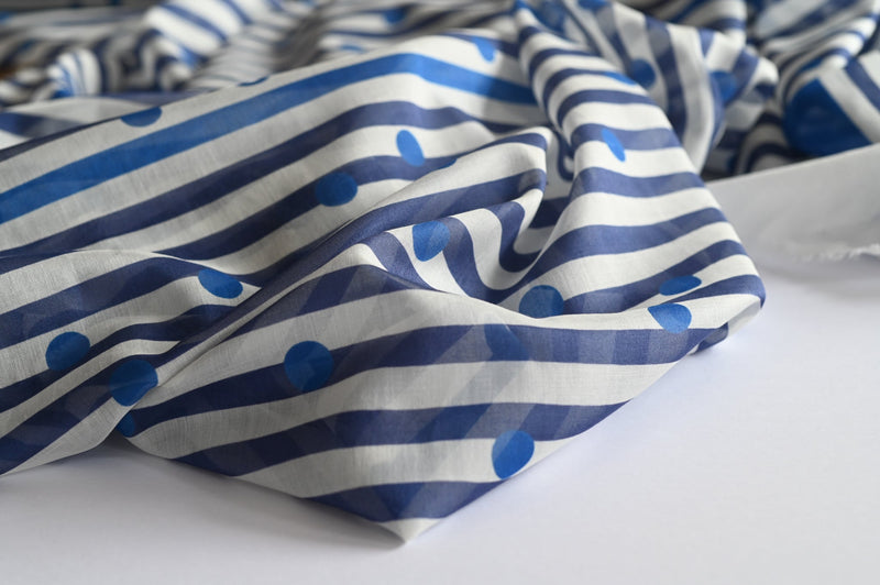 REMNANT - Go With The Wind (Blue) - Wool Viscose Panel