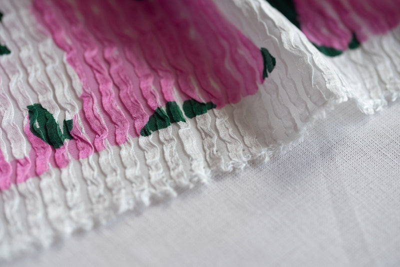 REMNANT - Green Clouds in A Pink Sky - Silk Jacquard - 95cm