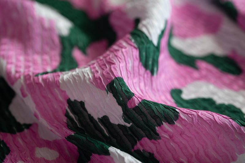 REMNANT - Green Clouds in A Pink Sky - Silk Jacquard - 90cm