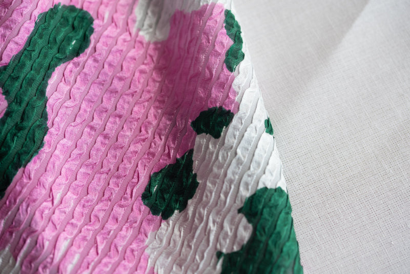 REMNANT - Green Clouds in A Pink Sky - Silk Jacquard - 90cm