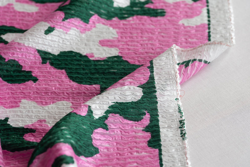 REMNANT - Green Clouds in A Pink Sky - Silk Jacquard - 90cm