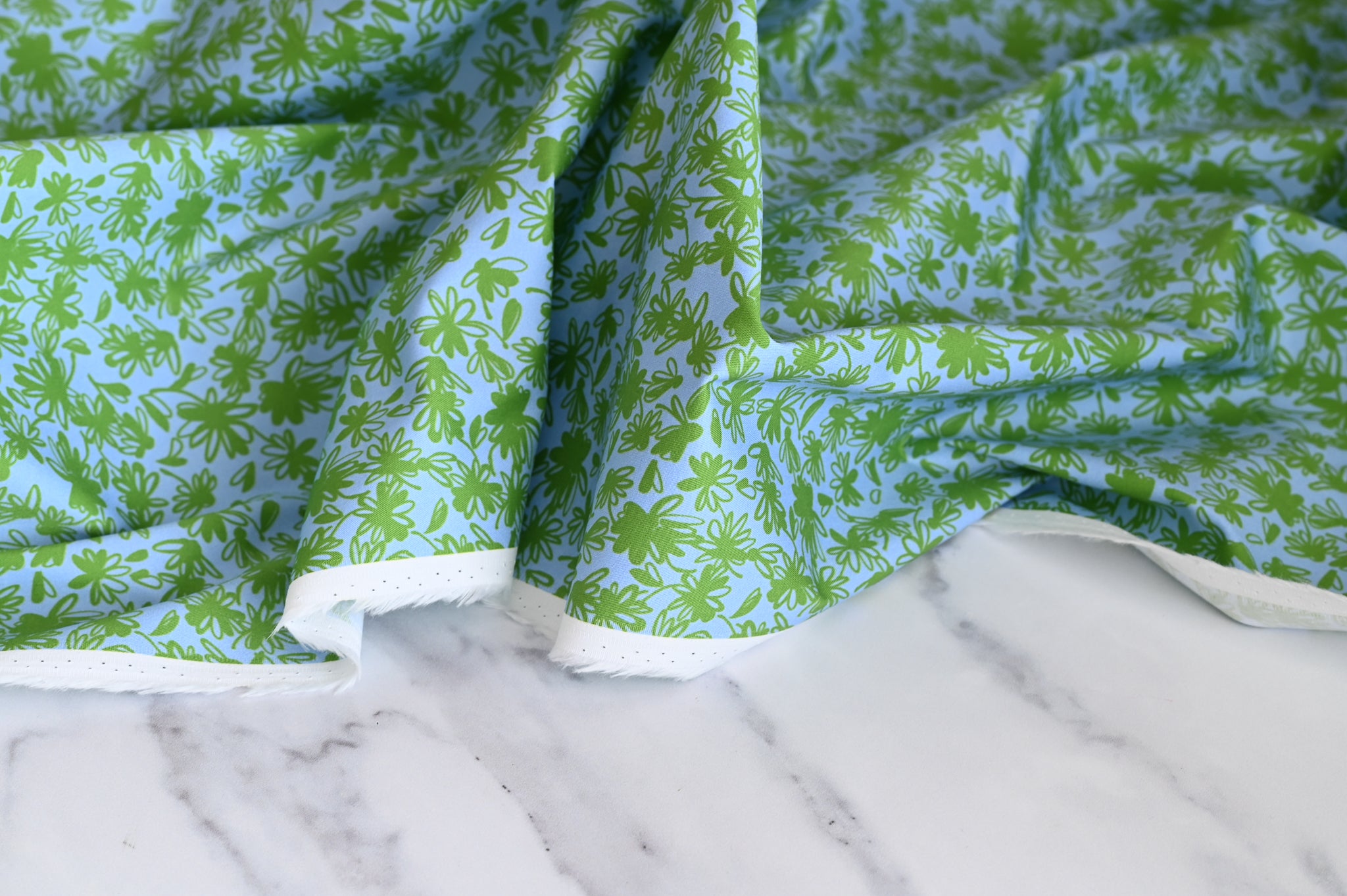 Bite Sized  Floral Ideas (Green/Blue) - Cotton
