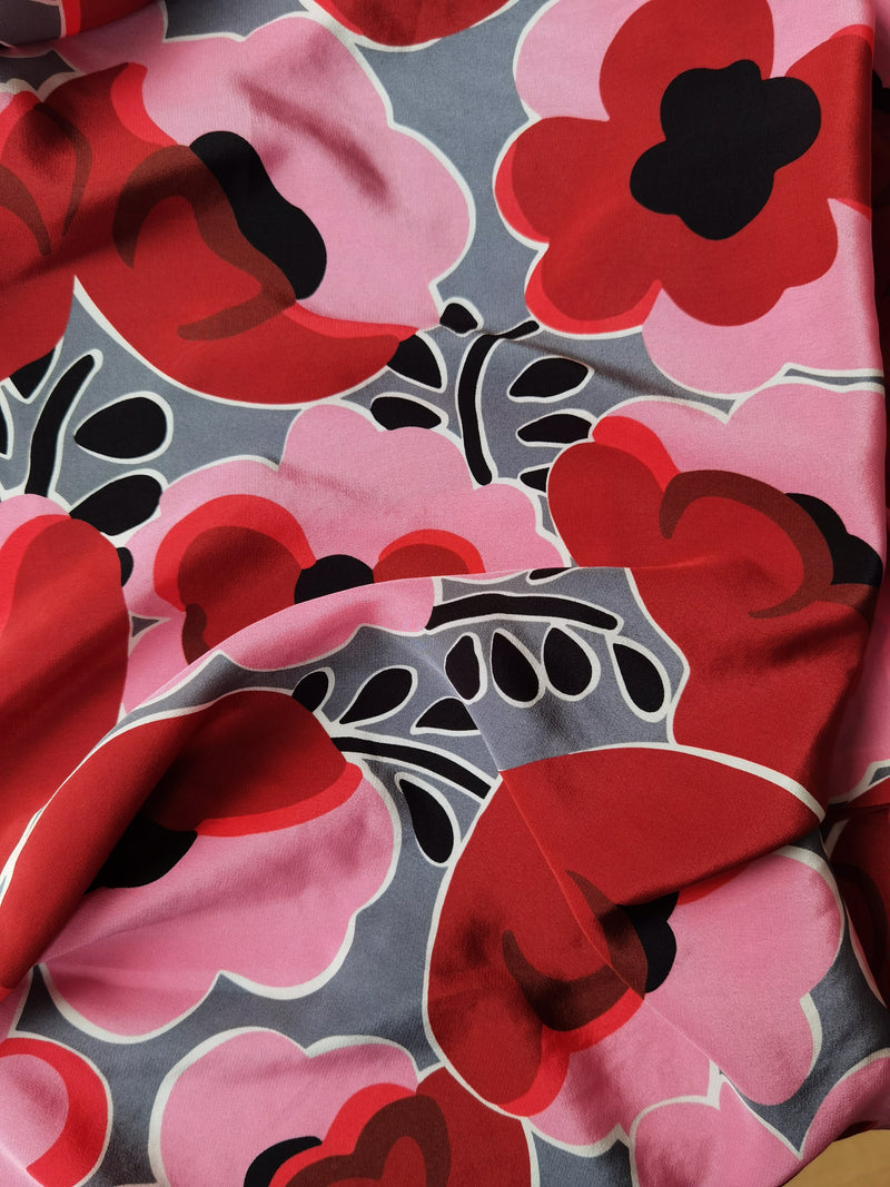 Poppies Galore Indeed -  Silk - Selvedge and Bolts