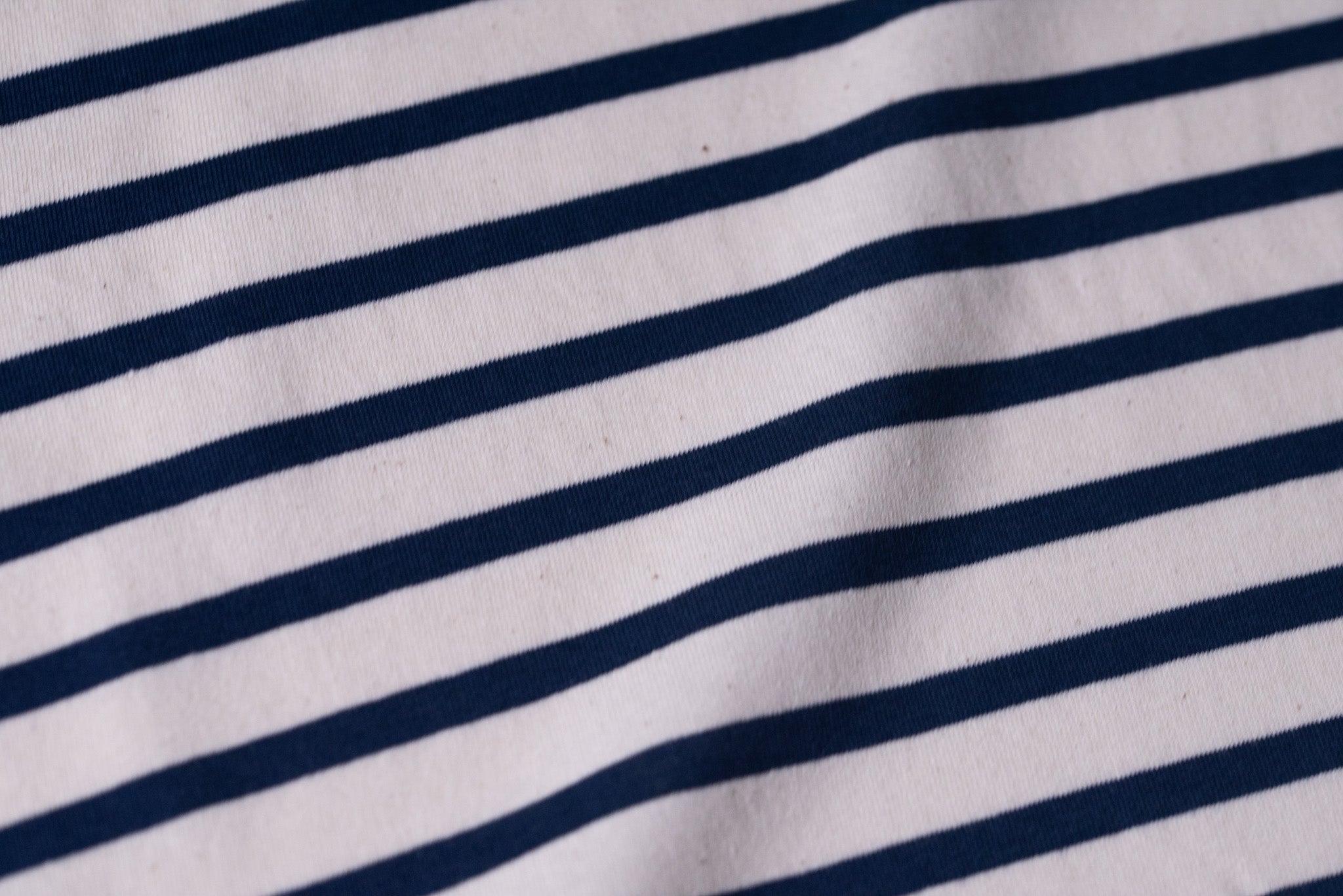REMNANT - Breton Tops Anyone? (Blue and Ivory) - Cotton Jersey - 2.50mts
