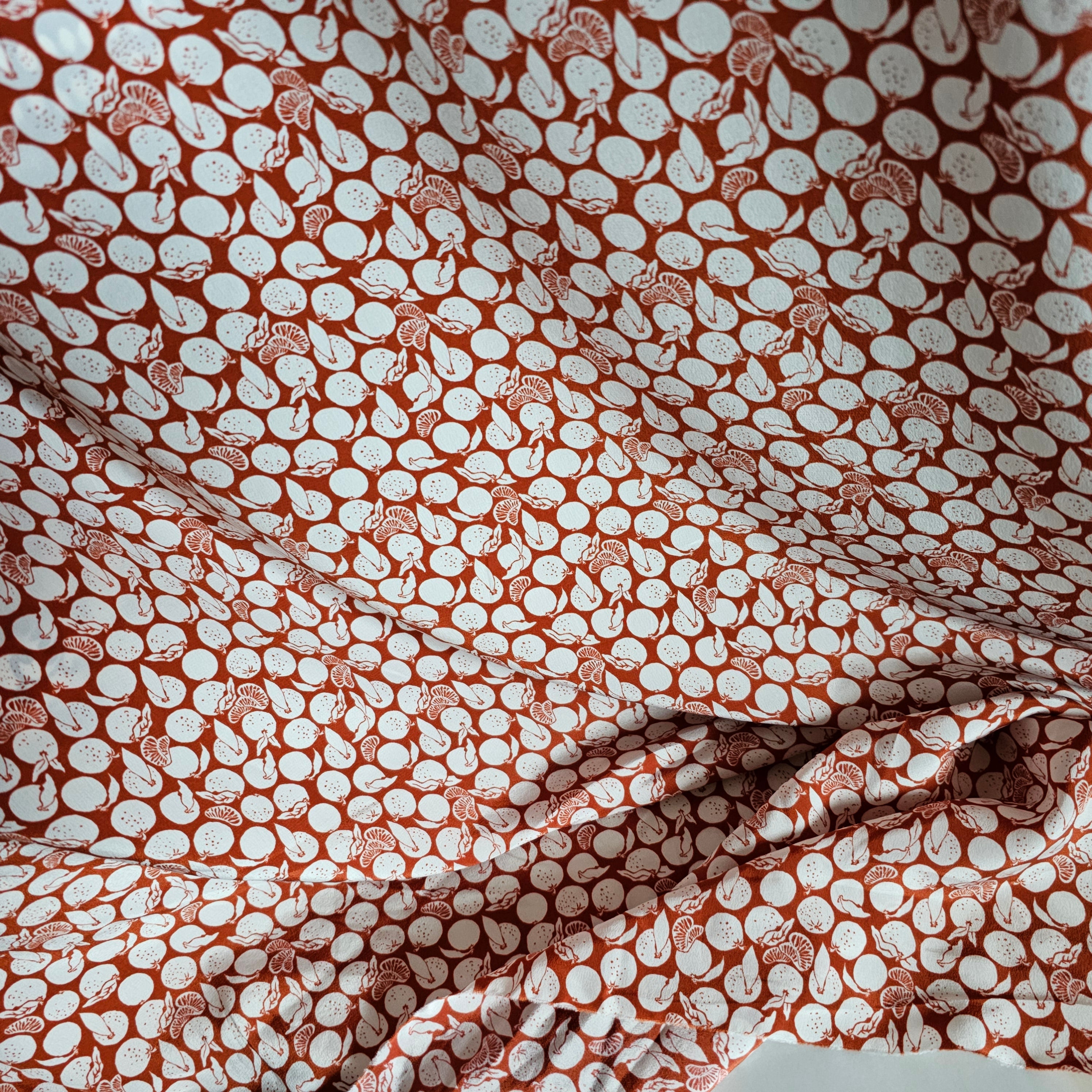 REMNANT - Mini Tangerines Are In (Rust)  - Silk (87cm at £25)