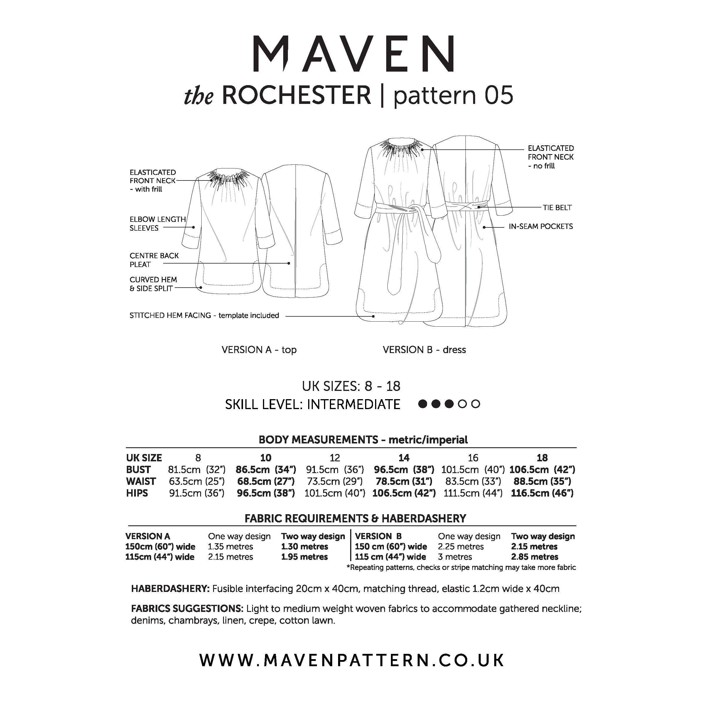 The Rochester Pattern - Maven Patterns - Selvedge and Bolts