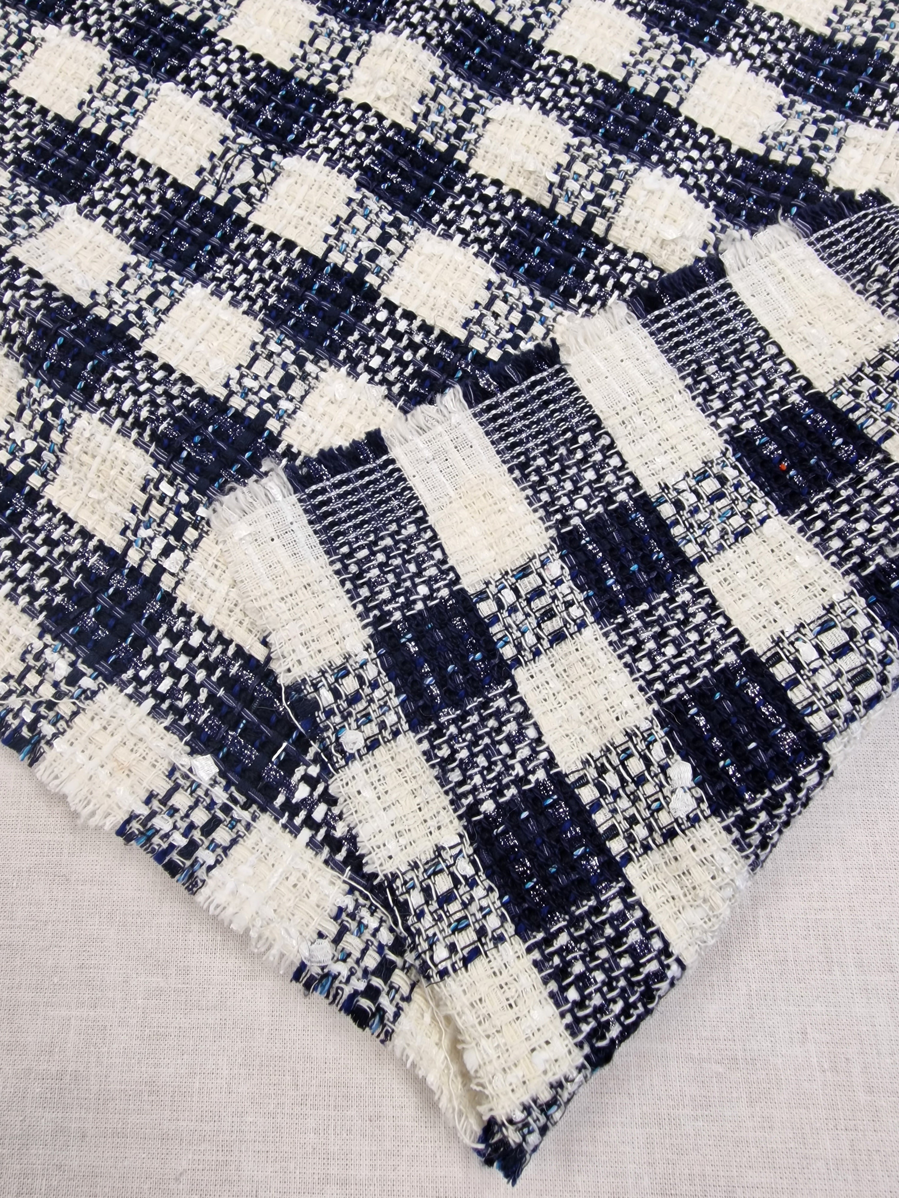 Blue Waters On White - Cotton Viscose
