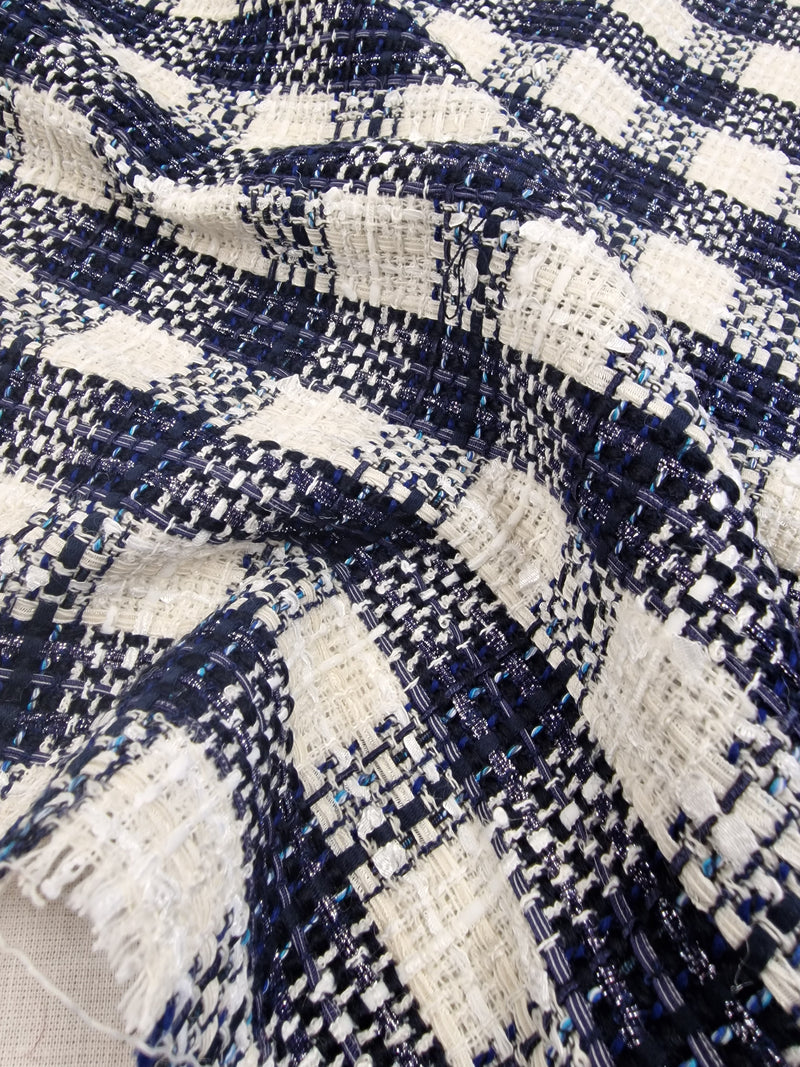 Blue Waters On White - Cotton Viscose