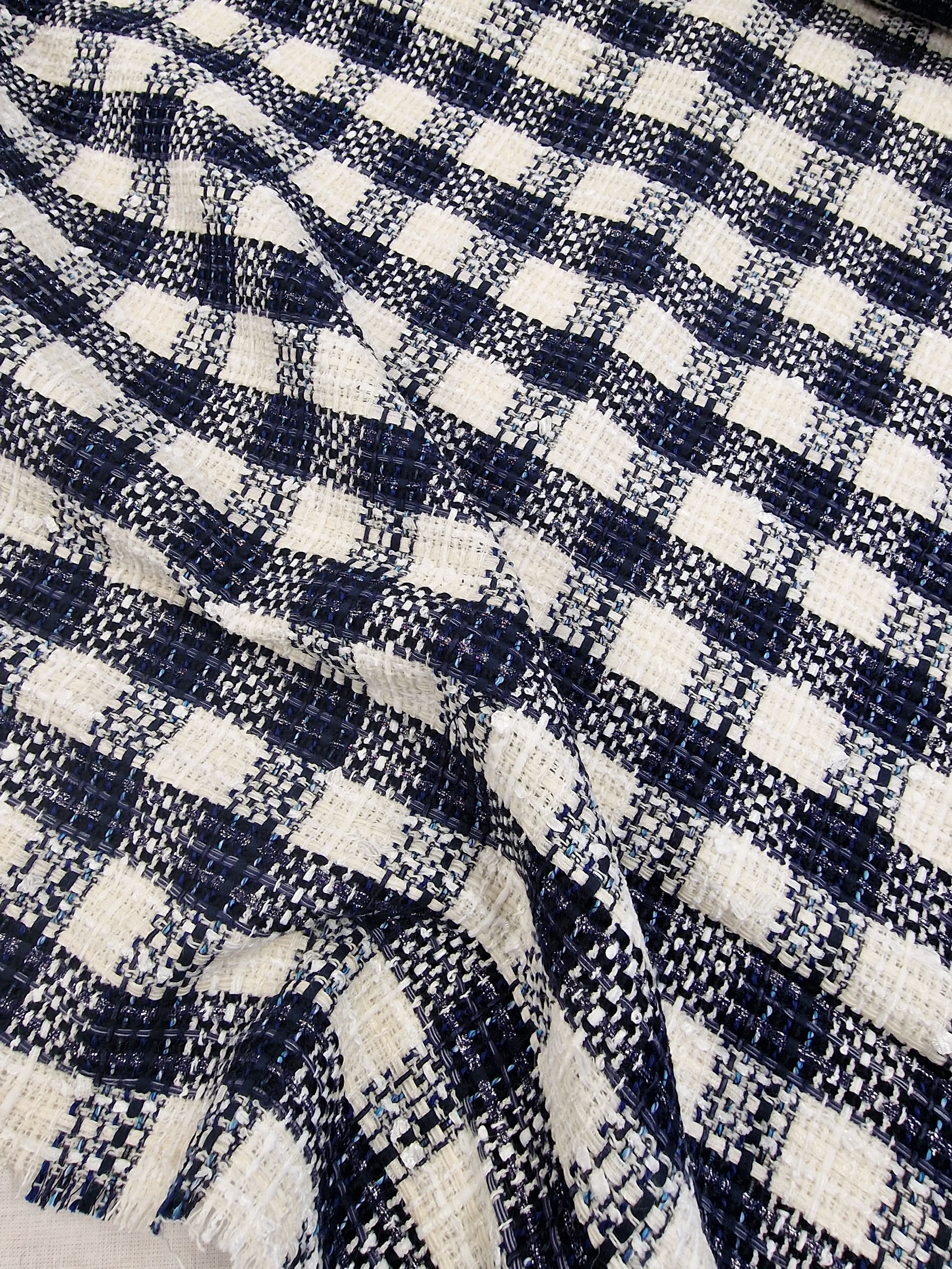 Blue Waters On White - Cotton Viscose