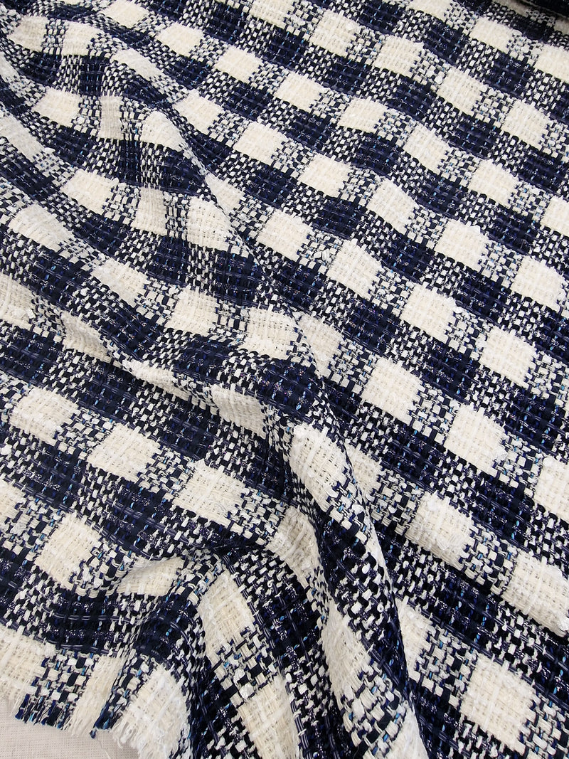 Blue Waters On White - Cotton Viscose