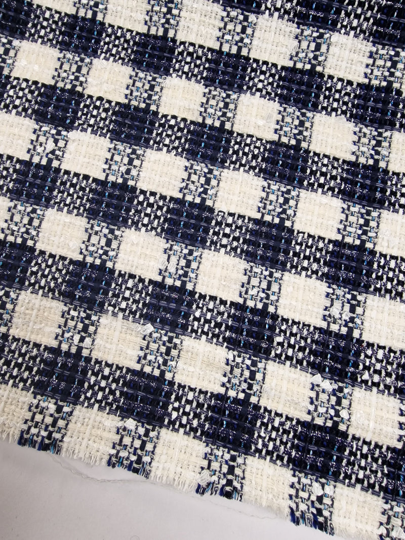 Blue Waters On White - Cotton Viscose