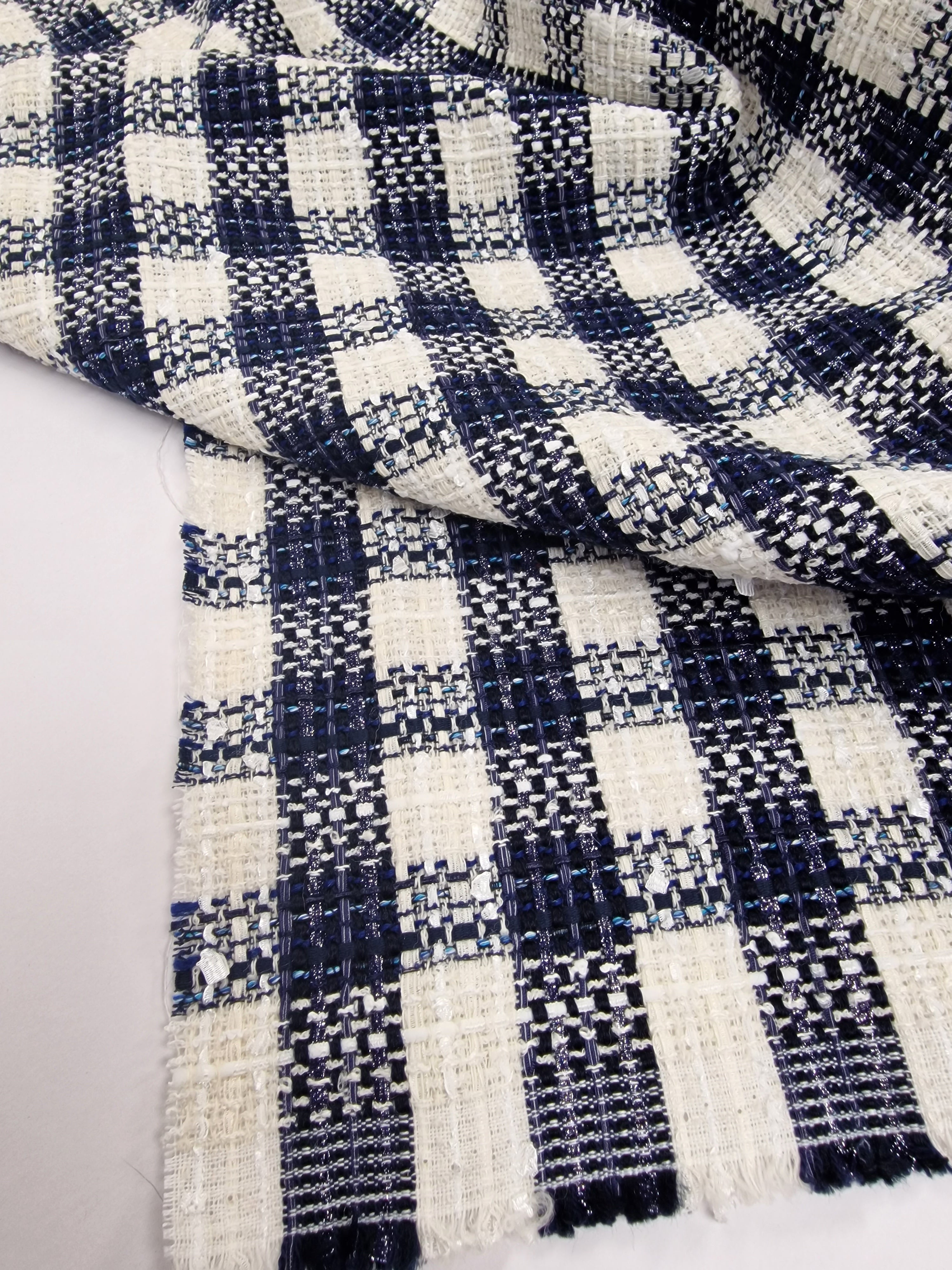 Blue Waters On White - Cotton Viscose