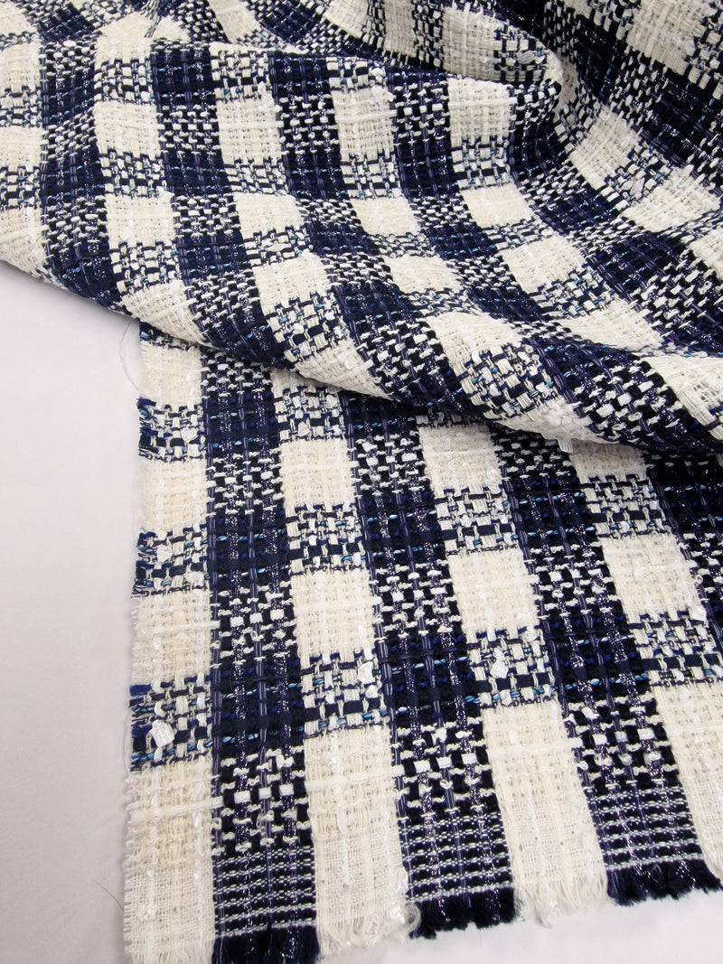 Blue Waters On White - Cotton Viscose