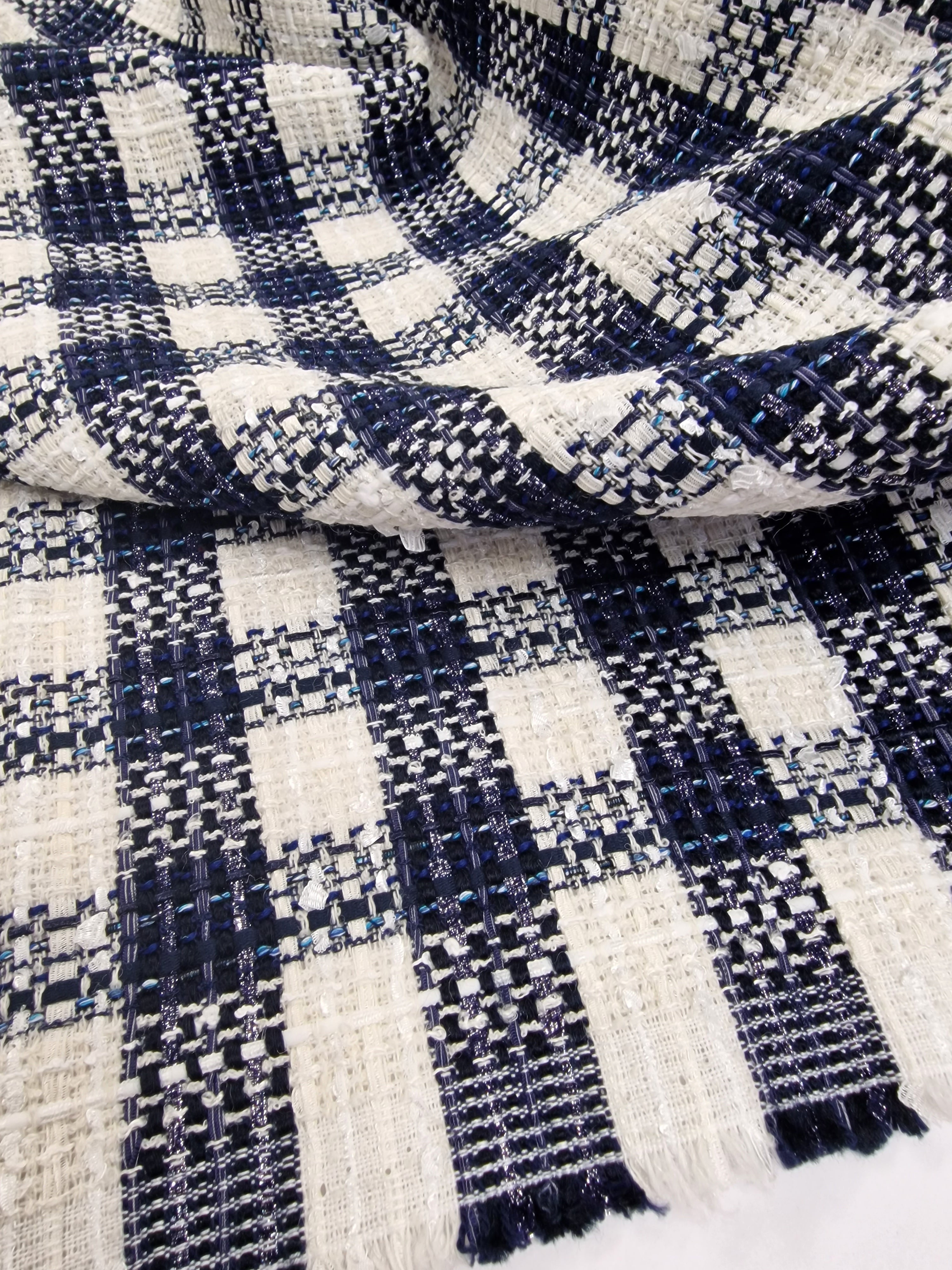 Blue Waters On White - Cotton Viscose