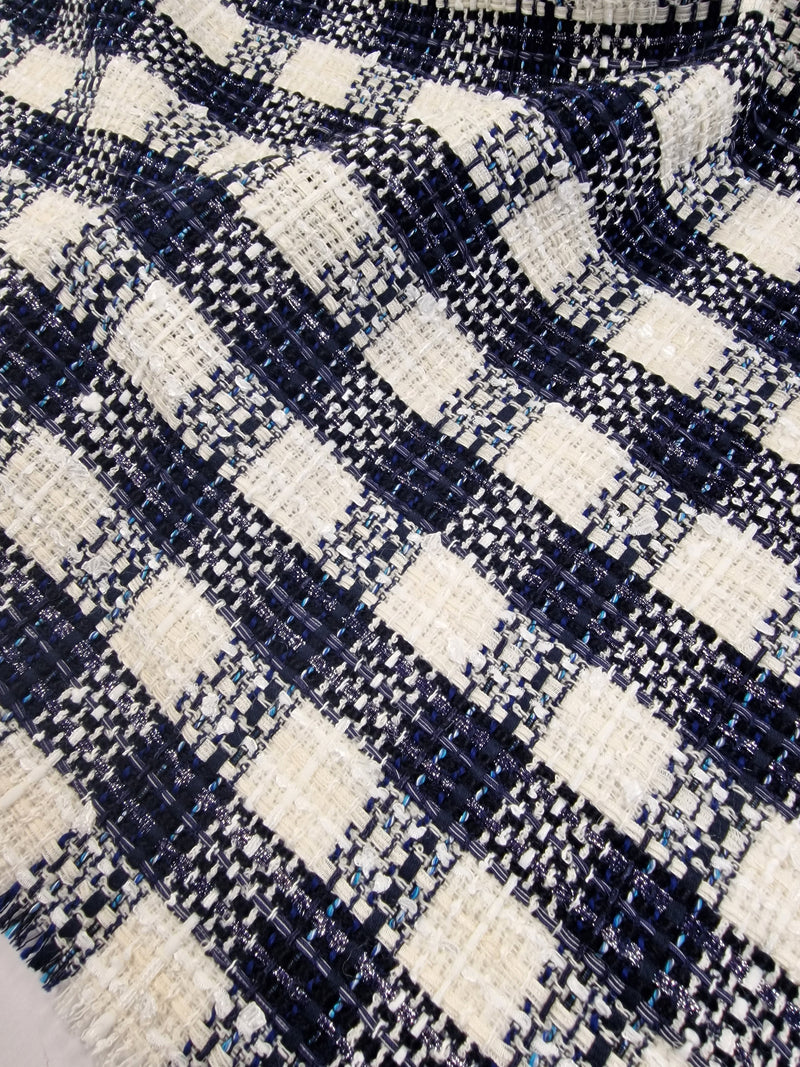 Blue Waters On White - Cotton Viscose