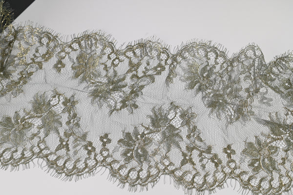 Wide Metallic Lace Trim (Green) - 200mm