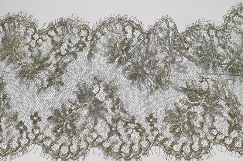 Wide Metallic Lace Trim (Green) - 200mm
